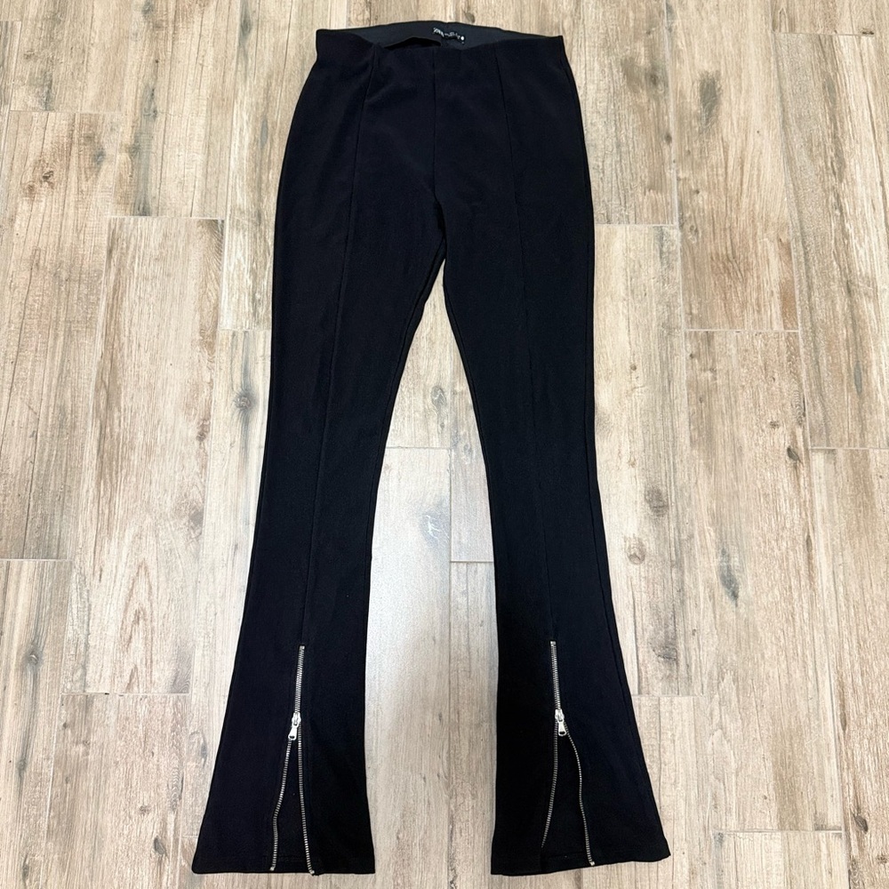 Zara Black Size Large Flared Pants with Zipper Detail